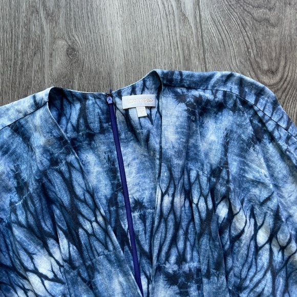 RONNY KOBO BLUE & WHITE CASCADING RUFFLE DETAIL MINI SUMMER SUN DRESS SMALL - Picture 4 of 4